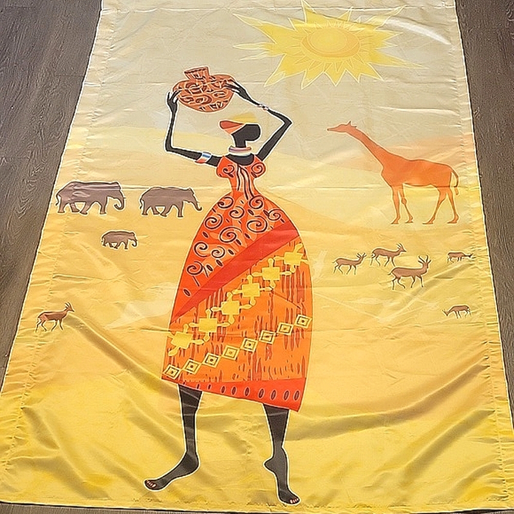African Woman In Traditional Dress Window Blackout Curtains & 2 Heritage Tea Cup